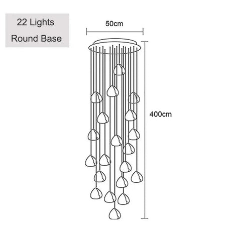Crystal Ball Staircase Chandelier - Adjustable Cord Pendant Light Fixture - Hans Lumiere