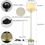 Crystal LED Floor Lamp With Tall Pole Fabric Shade - Hans Lumiere