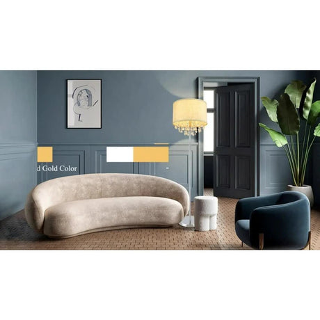 Crystal LED Floor Lamp With Tall Pole Fabric Shade - Hans Lumiere