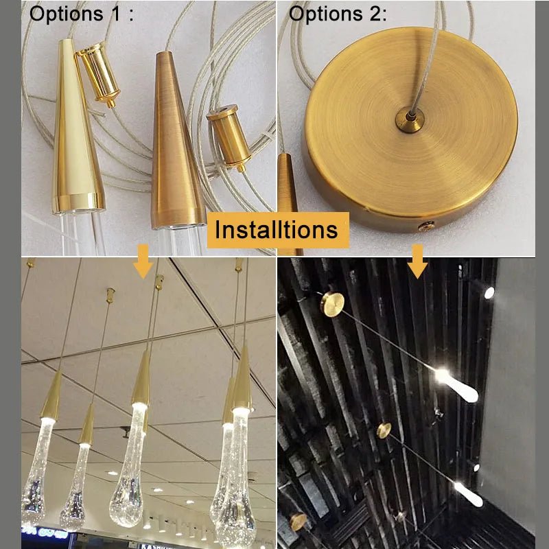 Customizable Post - Modern Crystal Glass LED Pendant Light - Hans Lumiere
