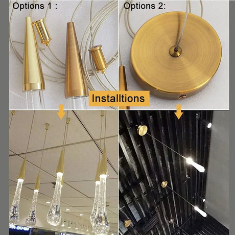 Customizable Post - Modern Crystal Glass LED Pendant Light - Hans Lumiere