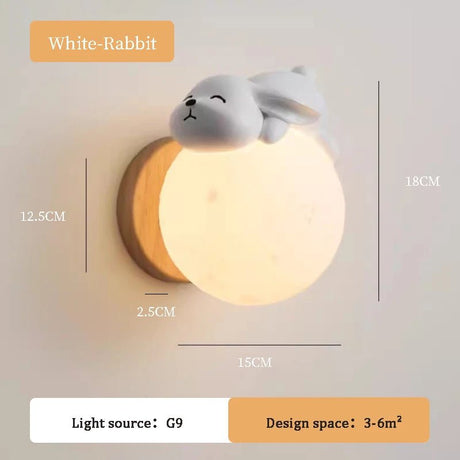 Cute Bear & Rabbit Children's Room Wall Lamps - Hans Lumiere