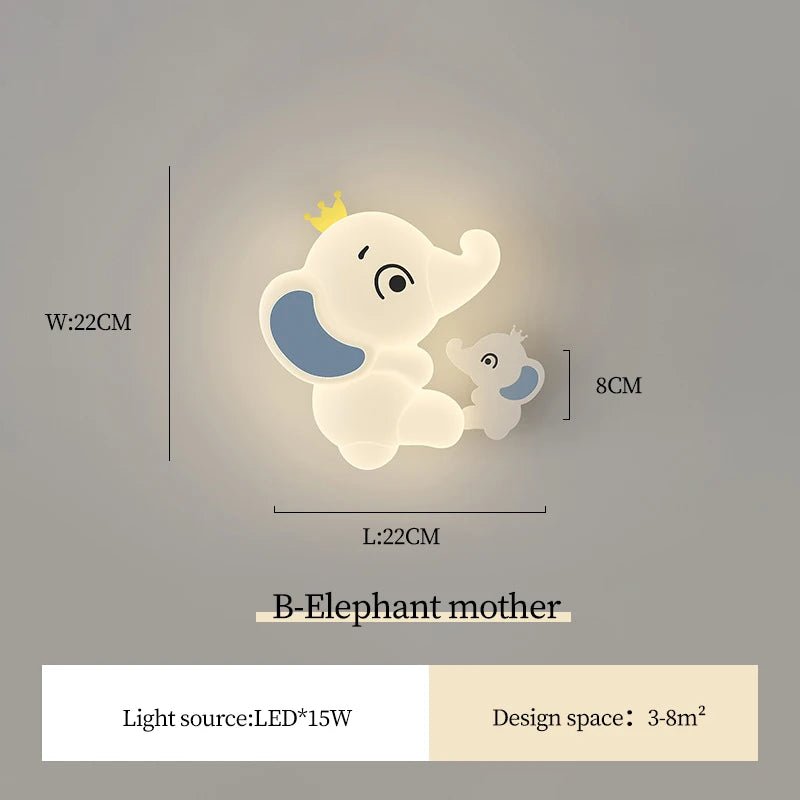 Cute Elephant Children's Room Wall LED Lamp - Hans Lumiere