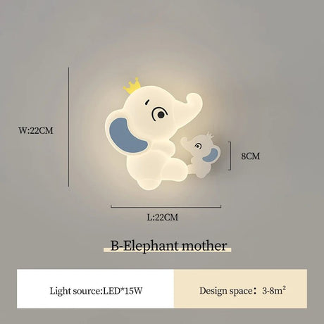 Cute Elephant Children's Room Wall LED Lamp - Hans Lumiere