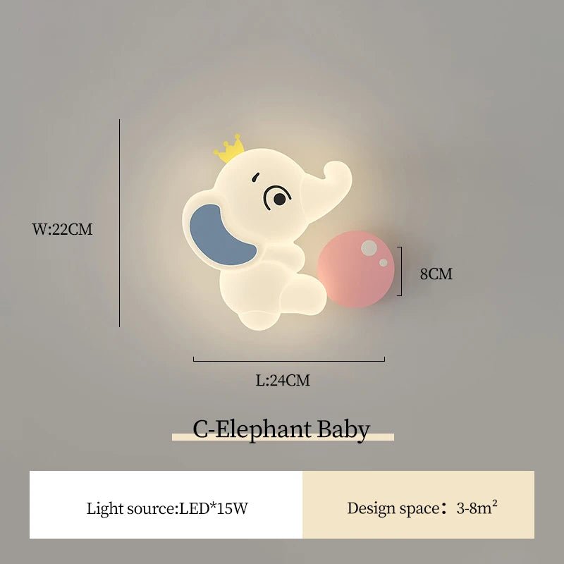 Cute Elephant Children's Room Wall LED Lamp - Hans Lumiere