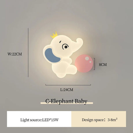 Cute Elephant Children's Room Wall LED Lamp - Hans Lumiere