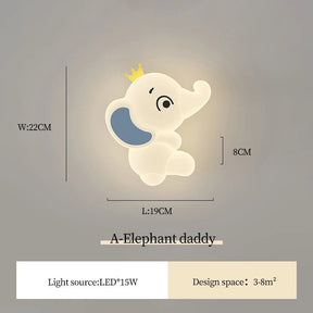 Cute Elephant Children's Room Wall LED Lamp - Hans Lumiere
