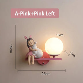 Cute Holding Rabbit Children's Room Wall Lamp - Hans Lumiere