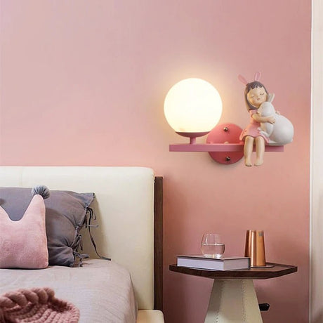 Cute Holding Rabbit Children's Room Wall Lamp - Hans Lumiere