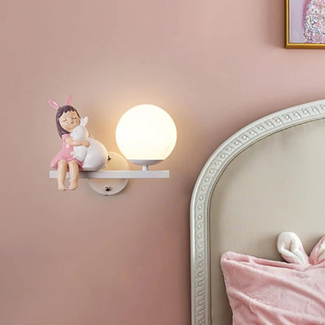 Cute Holding Rabbit Children's Room Wall Lamp - Hans Lumiere