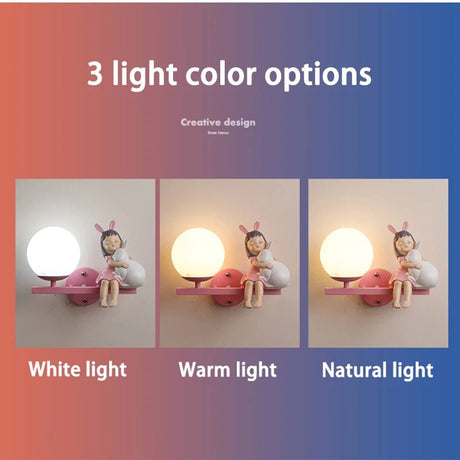 Cute Holding Rabbit Children's Room Wall Lamp - Hans Lumiere