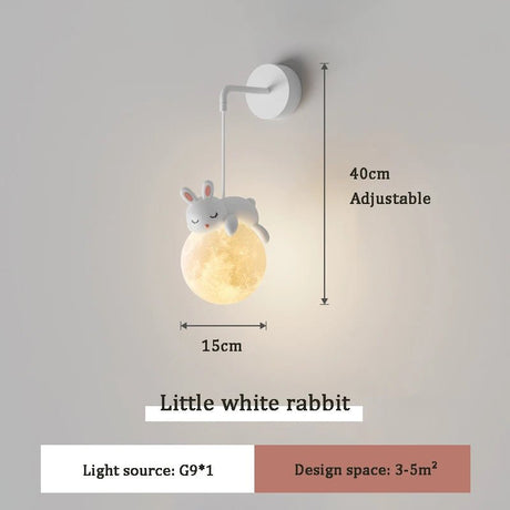 Cute White Bear Bunny Children's Room Bedside Lamp - Hans Lumiere