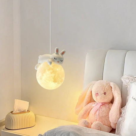 Cute White Bear Bunny Children's Room Bedside Lamp - Hans Lumiere