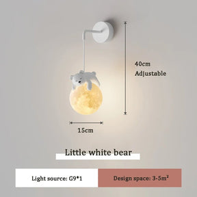 Cute White Bear Bunny Children's Room Bedside Lamp - Hans Lumiere