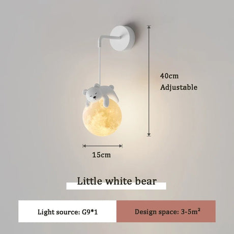 Cute White Bear Bunny Children's Room Bedside Lamp - Hans Lumiere