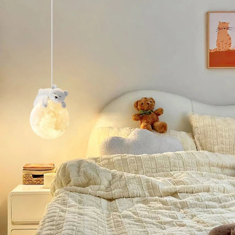 Cute White Bear Bunny Children's Room Bedside Lamp - Hans Lumiere