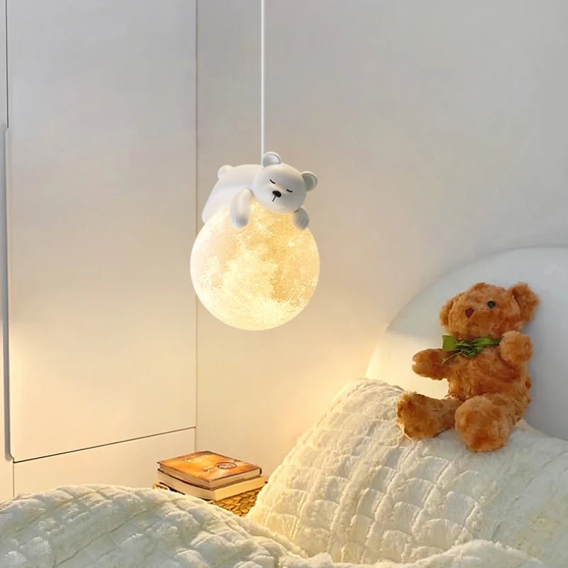 Cute White Bear Bunny Children's Room Bedside Lamp - Hans Lumiere