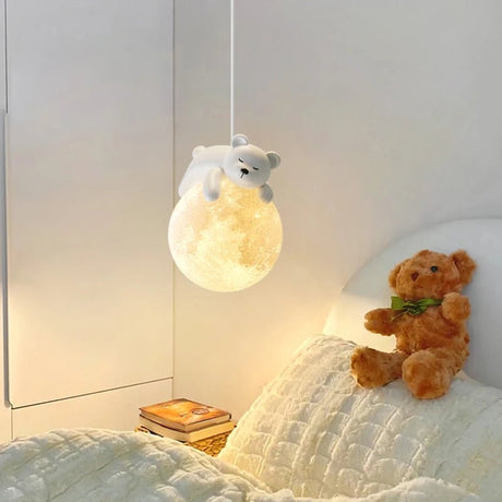 Cute White Bear Bunny Children's Room Bedside Lamp - Hans Lumiere