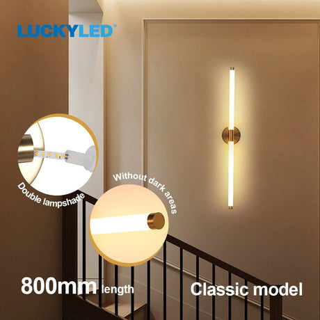 Double Lampshade 800mm Long LED Wall Light - Hans Lumiere