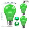 E26 Green LED Light Bulb 9W, Colored Party & Garden Light, 2 Pack - Hans Lumiere