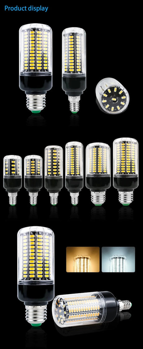 E27 E14 LED Corn Bulb 3.5W to 15W SMD5736, Warm or Cold White, Flicker-Free - Hans Lumiere