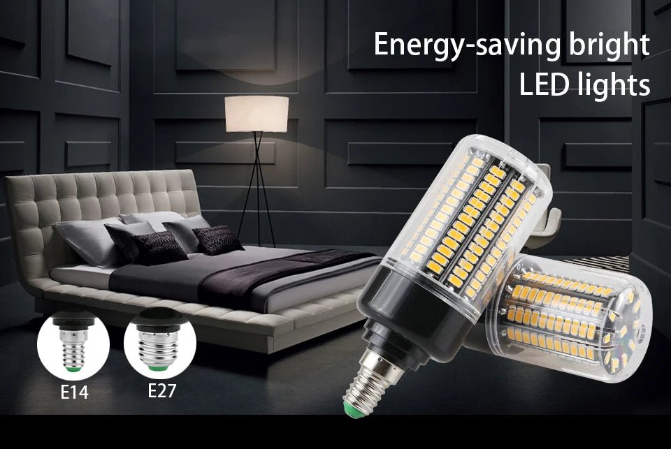 E27 E14 LED Corn Bulb 3.5W to 15W SMD5736, Warm or Cold White, Flicker-Free - Hans Lumiere
