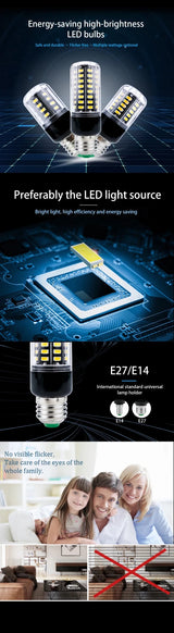E27 E14 LED Corn Bulb 3.5W to 15W SMD5736, Warm or Cold White, Flicker-Free - Hans Lumiere