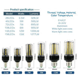 E27 E14 LED Corn Bulb 3.5W to 15W SMD5736, Warm or Cold White, Flicker-Free - Hans Lumiere