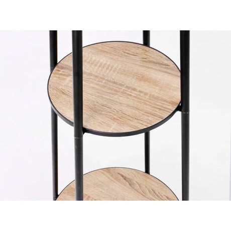Etagere 62" Matte Black Mid - Century Style Floor Lamp, With 2 Wood Shelves - Hans Lumiere