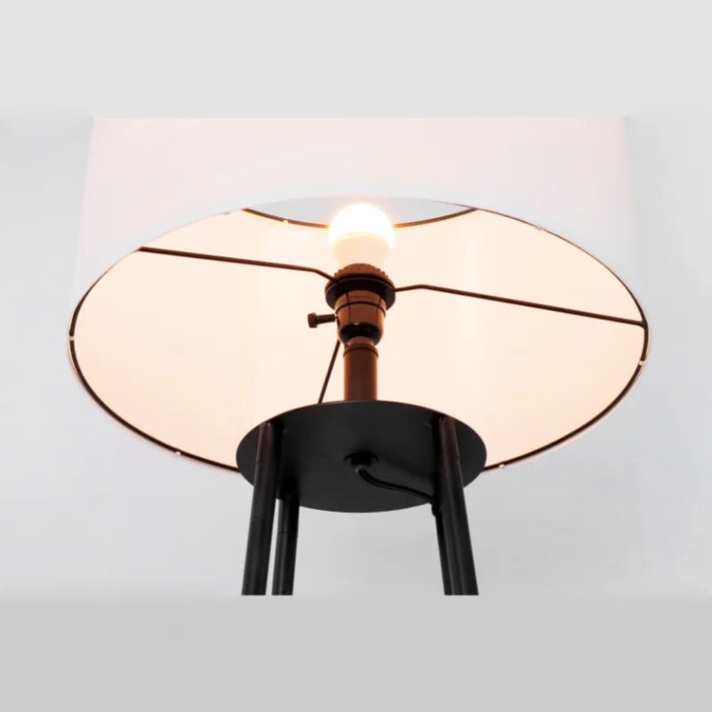 Etagere 62" Matte Black Mid - Century Style Floor Lamp, With 2 Wood Shelves - Hans Lumiere