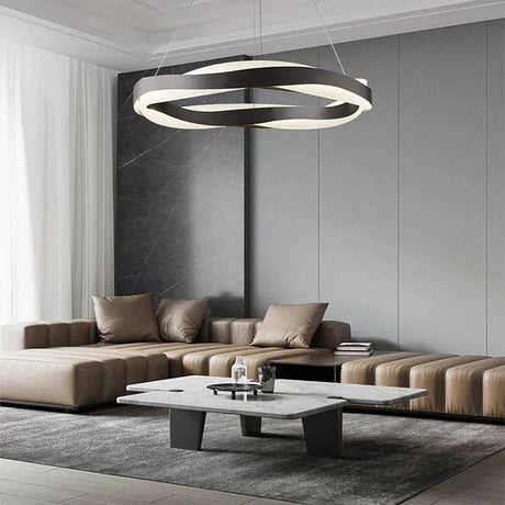 Fashionable LED Chandelier With Brushed Rings - Hans Lumiere