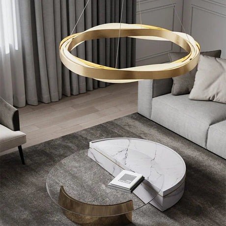 Fashionable LED Chandelier With Brushed Rings - Hans Lumiere