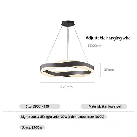 Fashionable LED Chandelier With Brushed Rings - Hans Lumiere