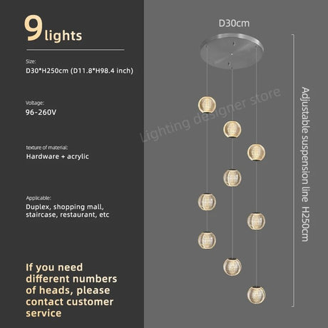 Fishbone Crystal Chandelier for Stairs, Dining and Living Room - Hans Lumiere