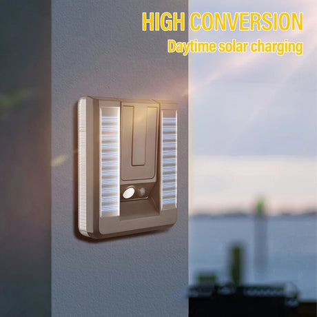 Foldable Solar Wall Light – 120° Motion Sensor Security Spotlight - Hans Lumiere