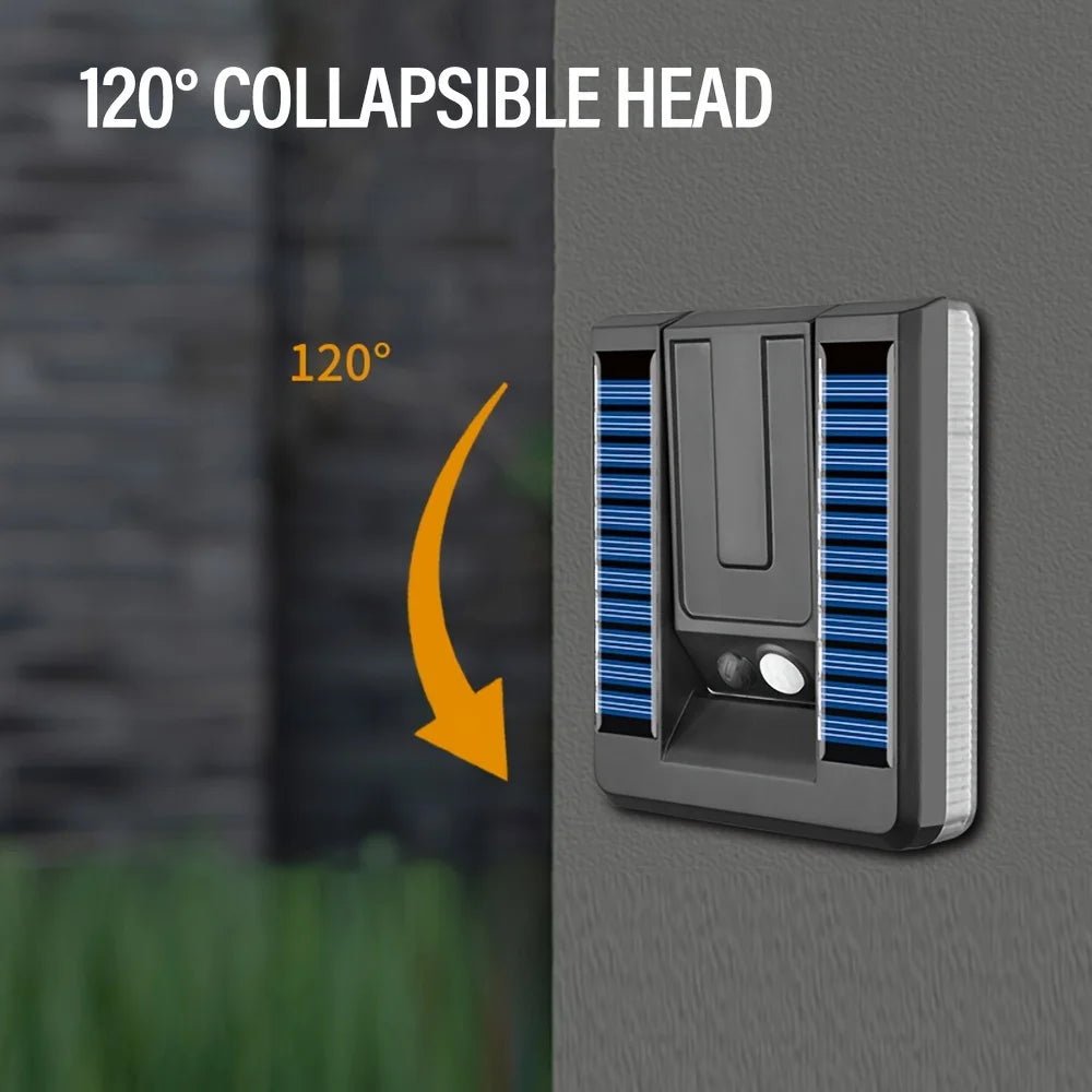 Foldable Solar Wall Light – 120° Motion Sensor Security Spotlight - Hans Lumiere