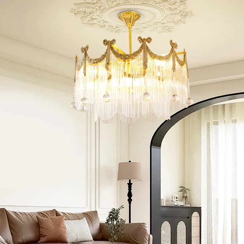 French Crystal Copper LED Pendant Light for Kitchen Islands & Dining Rooms - Hans Lumiere