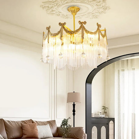 French Crystal Copper LED Pendant Light for Kitchen Islands & Dining Rooms - Hans Lumiere