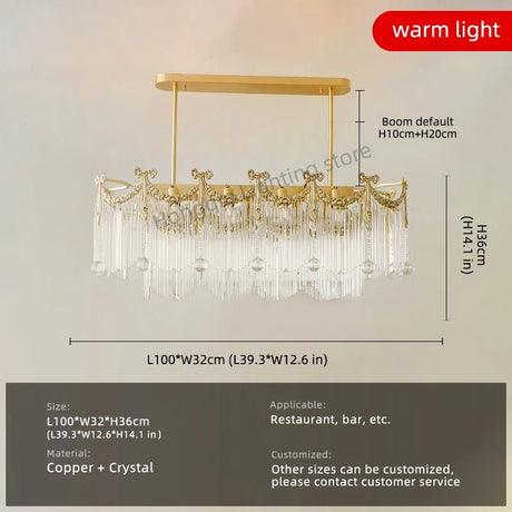 French Crystal Copper LED Pendant Light for Kitchen Islands & Dining Rooms - Hans Lumiere