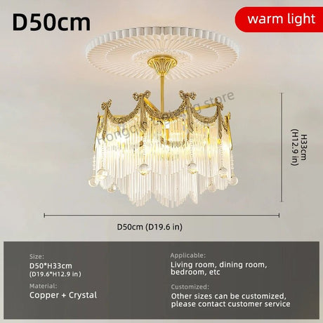 French Crystal Copper LED Pendant Light for Kitchen Islands & Dining Rooms - Hans Lumiere