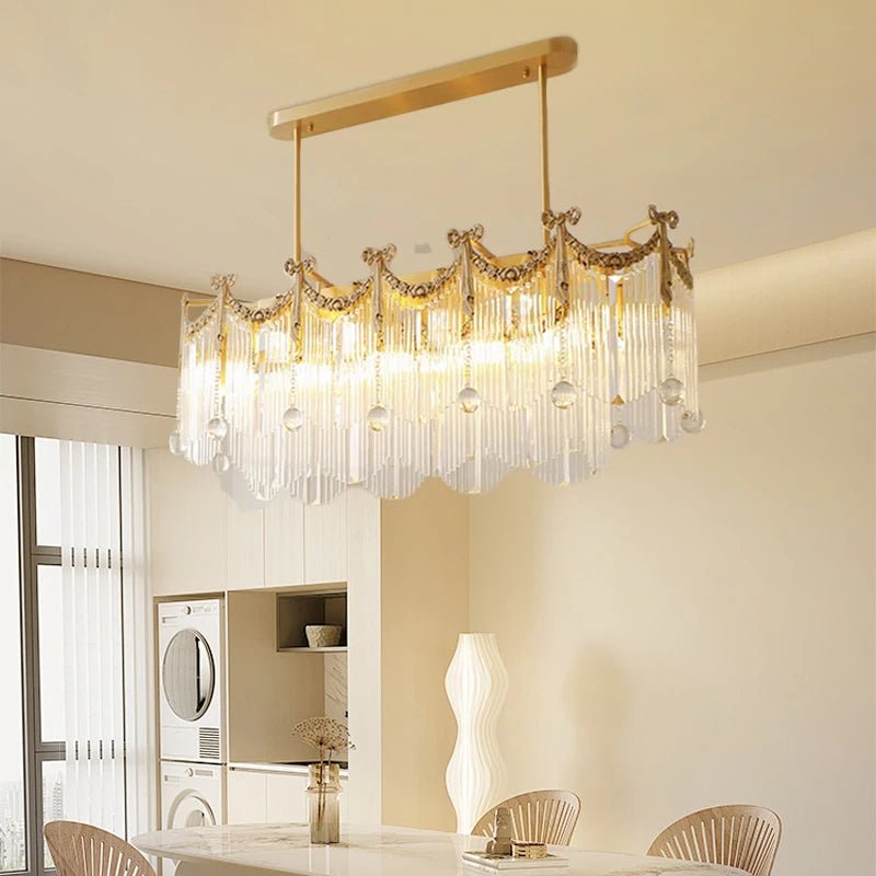 French Crystal Copper LED Pendant Light for Kitchen Islands & Dining Rooms - Hans Lumiere