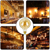 G125 Big Globe Spiral Filament Edison LED Bulb 4W Dimmable Amber, E26 E27 - Hans Lumiere