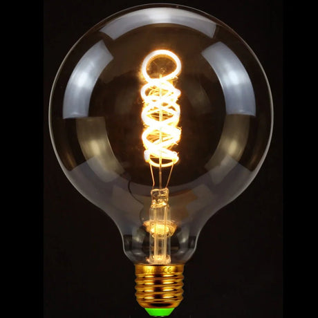 G125 Big Globe Spiral Filament Edison LED Bulb 4W Dimmable Amber, E26 E27 - Hans Lumiere