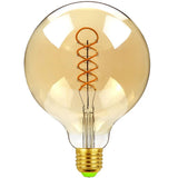 G125 Big Globe Spiral Filament Edison LED Bulb 4W Dimmable Amber, E26 E27 - Hans Lumiere