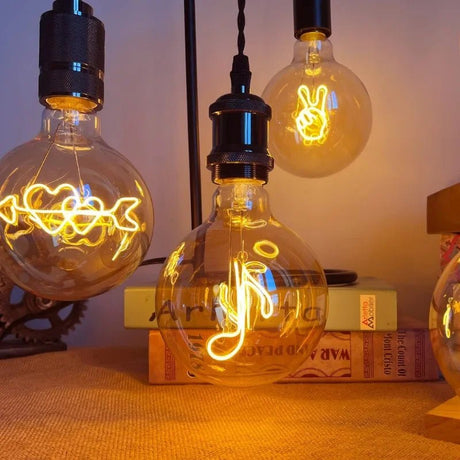 G125 Word Filament Edison LED Bulb 4W Dimmable, Love Home Hello Heart & Music Designs - Hans Lumiere