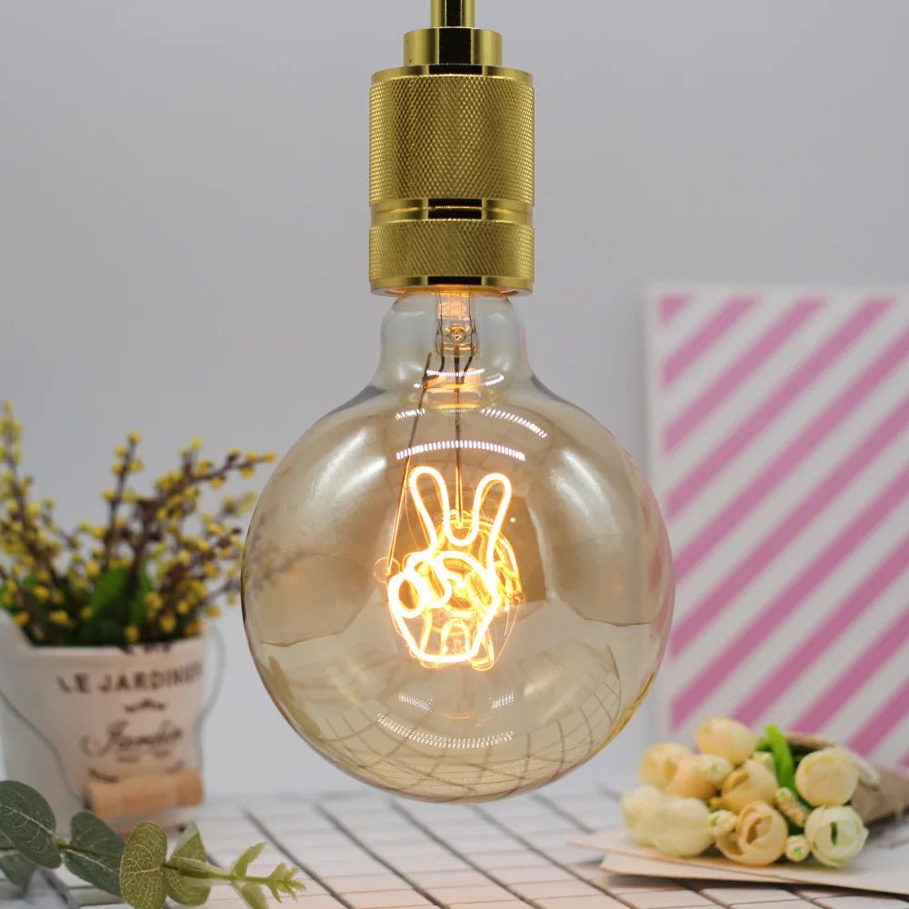 G125 Word Filament Edison LED Bulb 4W Dimmable, Love Home Hello Heart & Music Designs - Hans Lumiere