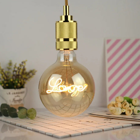 G125 Word Filament Edison LED Bulb 4W Dimmable, Love Home Hello Heart & Music Designs - Hans Lumiere