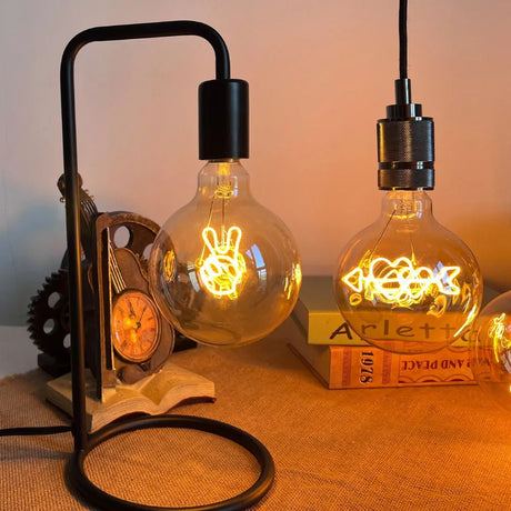 G125 Word Filament Edison LED Bulb 4W Dimmable, Love Home Hello Heart & Music Designs - Hans Lumiere