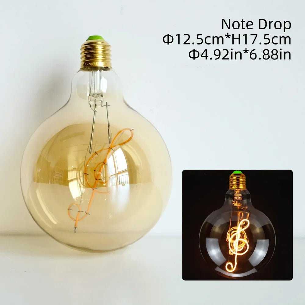 G125 Word Filament Edison LED Bulb 4W Dimmable, Love Home Hello Heart & Music Designs - Hans Lumiere