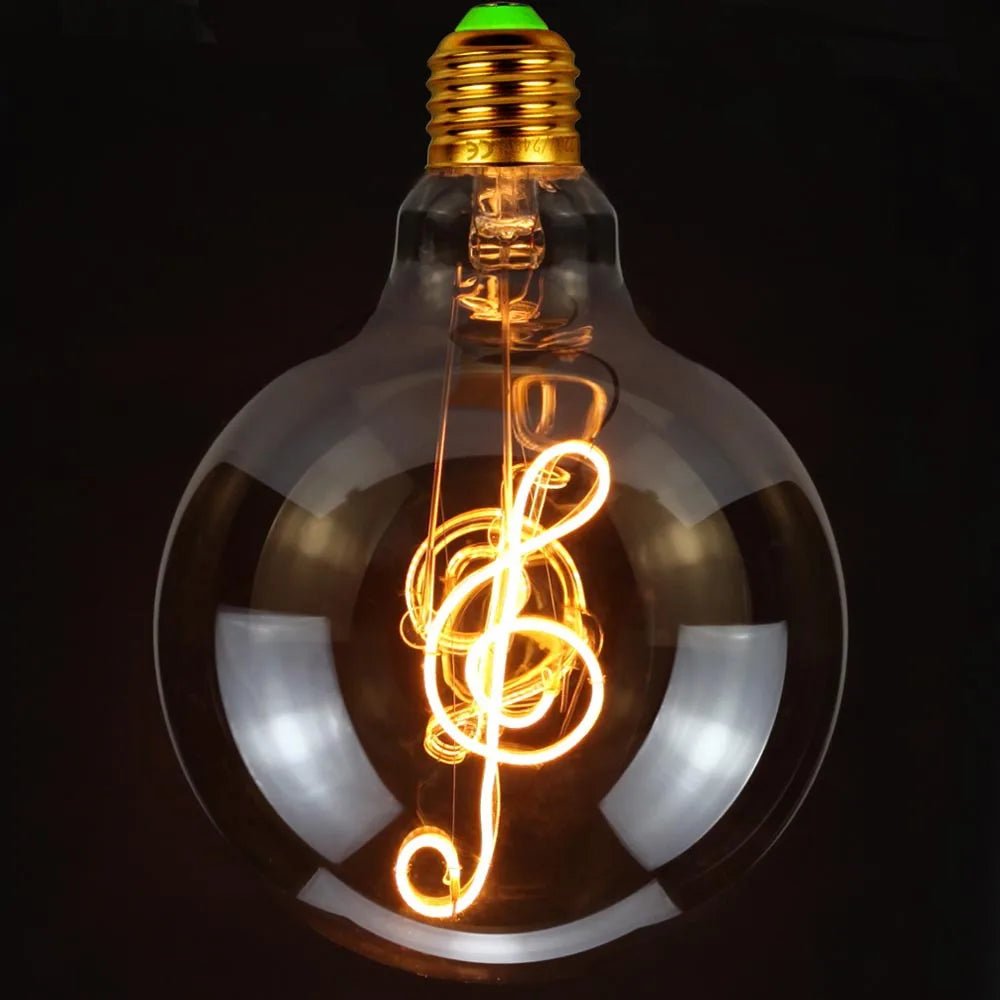 G125 Word Filament Edison LED Bulb 4W Dimmable, Love Home Hello Heart & Music Designs - Hans Lumiere